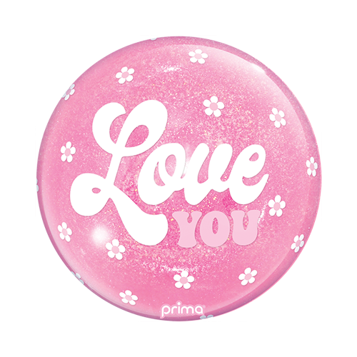 1 Sphère 10" love you flowers light pink Glitter - Prima