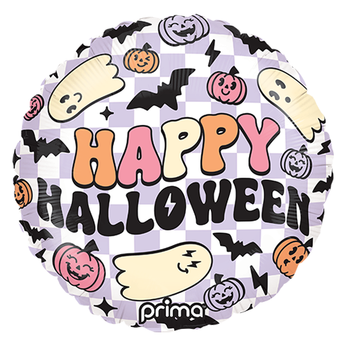 18" Rond Happy Halloween Purple Checker - Prima