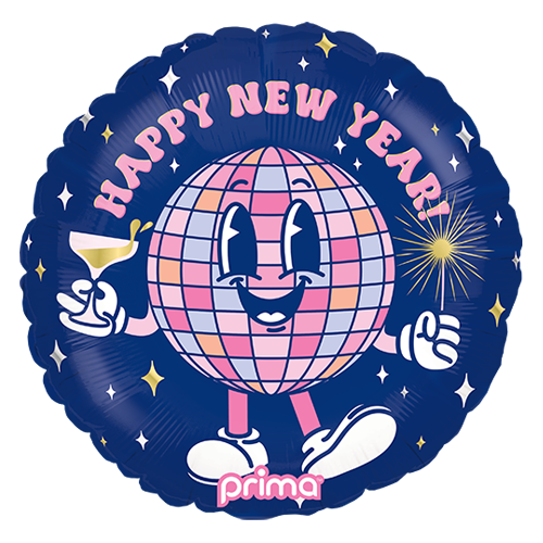 18" Rond Happy New Year Disco Ball Buddy - Prima