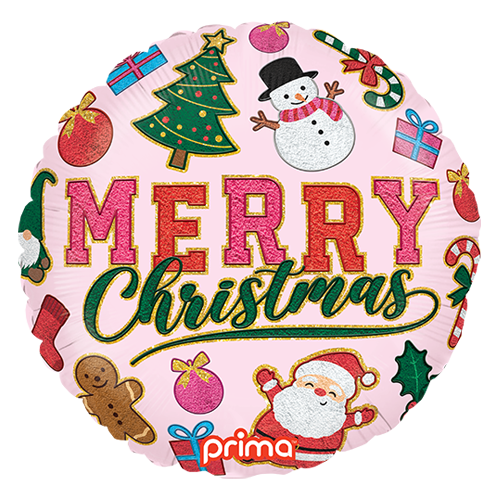 18" Rond Merry Christmas Patches - Prima