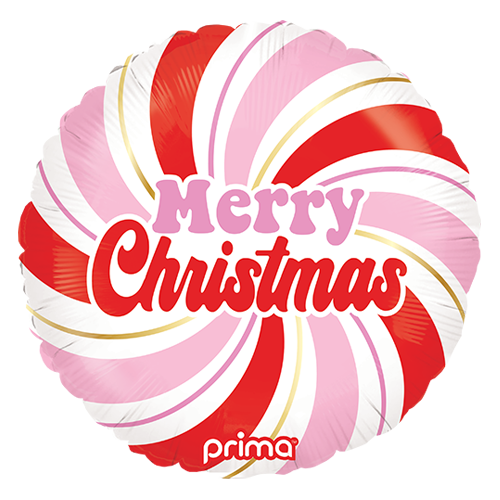 18" Rond Merry Christmas Pink & Red Swirl - Prima