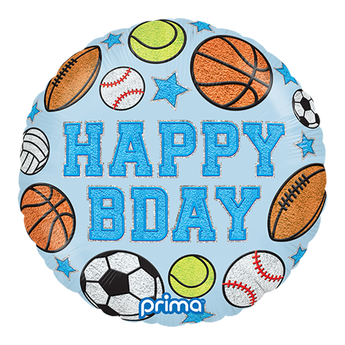 1 Alu 18" Rond Happy Birthday Boy Patches - Prima