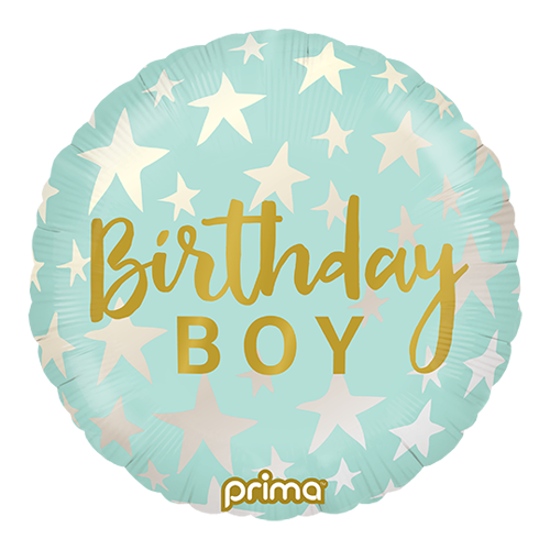 1 Alu 18" Rond Birthday Boy Stars - Prima