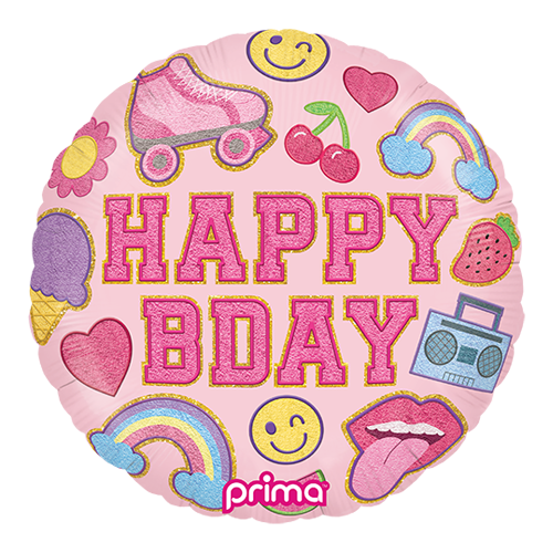 1 Alu 18" Rond Happy Birthday Girl Patches - Prima