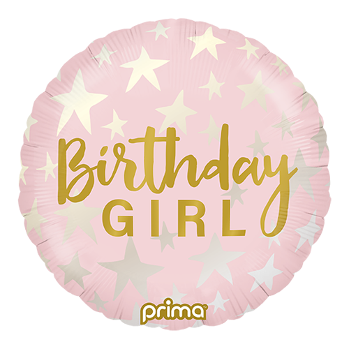 1 Alu 18" Rond Birthday Girl Stars - Prima