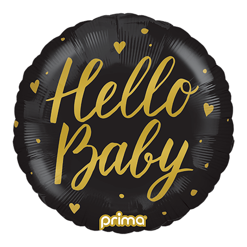 1 Alu 18" Rond Hello Baby Black - Prima