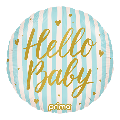 1 Alu 18" Rond Hello Baby Blue Stripes - Prima