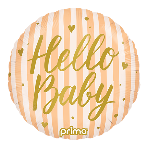 1 Alu 18" Rond Hello Baby Peach Stripes - Prima