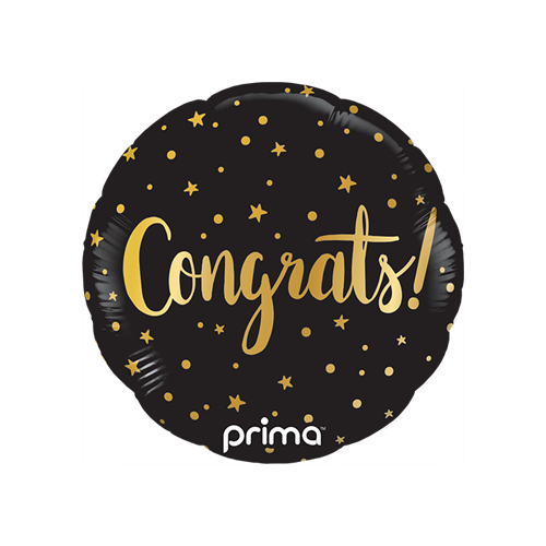 9" Rond Air-filled Congrats Gold Stars - Prima