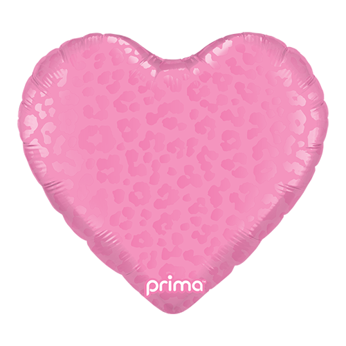 18" Heart Dark Pink Matte & Shiny Leopard Print - Prima