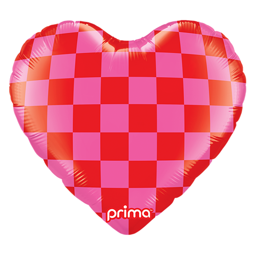 18" Heart Red & Pink Checker (FR)