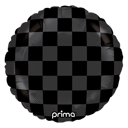 18" Rond Black Shiny & Matte Checker Print - Prima