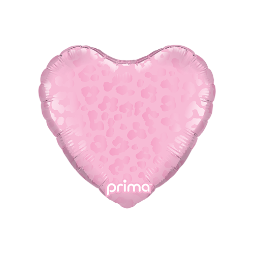 9" Heart Light Pink Matte & Shiny Leopard Print (FR)