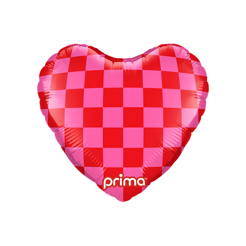 9" Coeur Red & Pink Checker - Prima