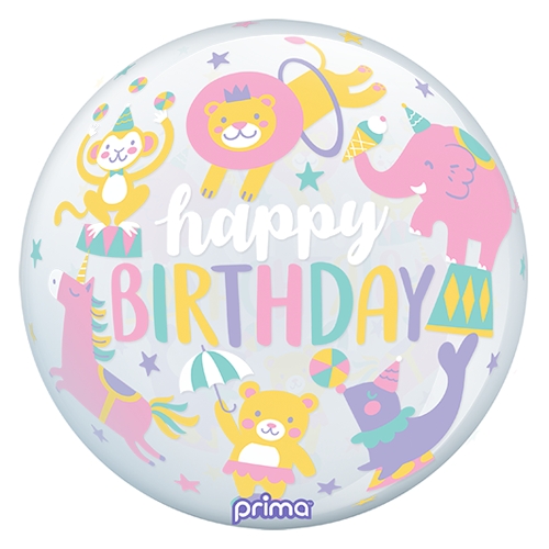 1 Sphère TM 20" Happy Birthday Pastel Circus - Prima