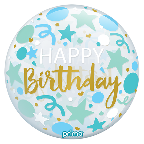 1 Sphère TM 22" Happy Birthday Stars Blue - Prima