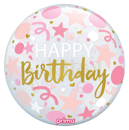 1 Sphère TM 22" Happy Birthday Stars pink - Prima