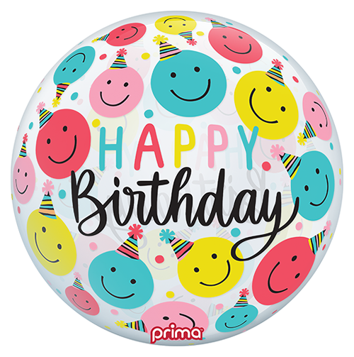 1 Sphère TM 20" Happy Birthday Smiley Party Hats - Prima