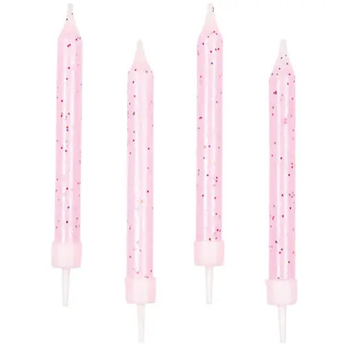 10 Pink Glitter Spiral Candles 6.3 cm - Amscan