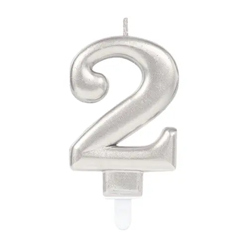 1 Bougie Chiffre 2 Argent 9.3cm (FR)