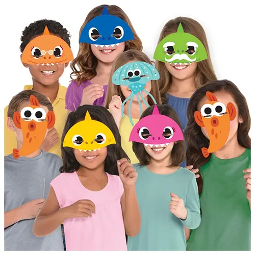 LOT DE 8 MASQUES en papier BABY SHARK (FR)