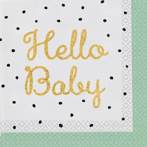 LOT DE 16 SERVIETTES 33x33 cm HELLO BABY (FR)