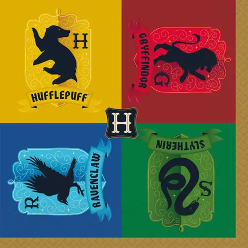 LOT DE 16 SERVIETTES 33x33 cm MAISONS HARRY POTTER (FR)