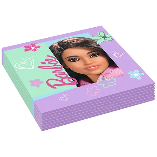 LOT DE 16 SERVIETTES 33x33 cm BARBIE (FR)