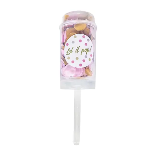 1 Popper Confettis Push Pop Papier Rond Blanc Rose Beige (FR)