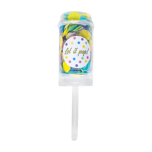 1 Popper Confettis Push Pop Papier Rond Assortis Pastel (FR)