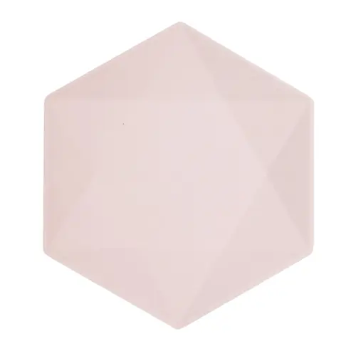 6 Assiettes Hexagonales Décor Rose 26cm (FR)