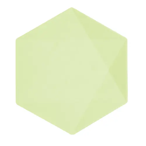 6 Assiettes Hexagonales Décor Vert 26cm (FR)