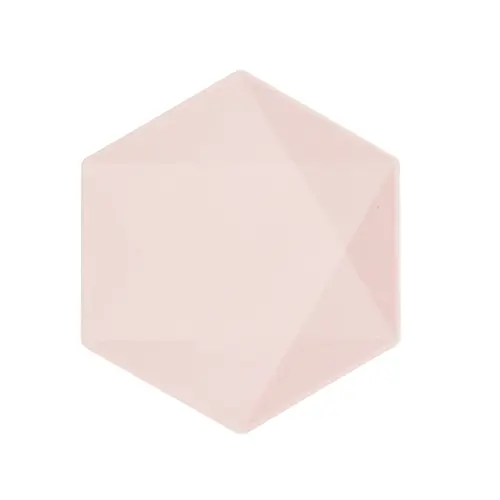 6 Assiettes Hexagonales Décor Rose 20cm (FR)