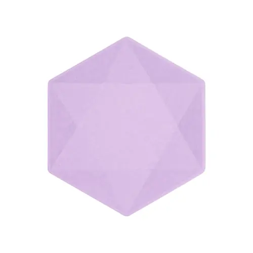 6 Assiettes Hexagonales Décor Violet 20cm (FR)