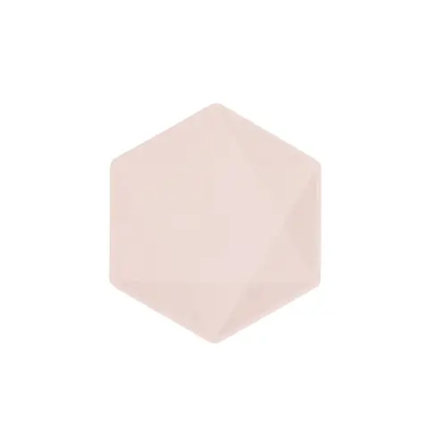 6 Assiettes Hexagonales Décor Rose 15cm (FR)