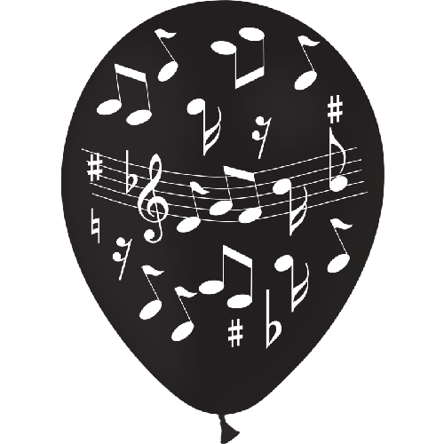 8 Ballons 12" Hg95 Musique Noir - Balloonia