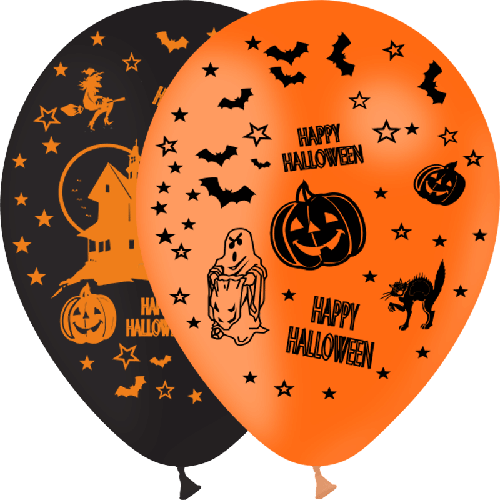 100 Bal 12" Halloween Imp Orange/Noir - Balloonia