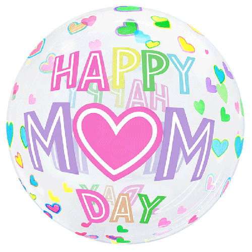 Printed Bubble Balloons 20 Happy Mom Day (FR)