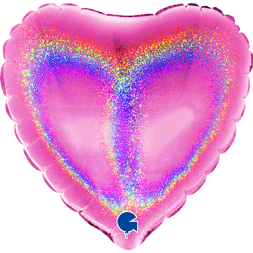 Coeur Holo Fuchsia 4" Vrac - Grabo