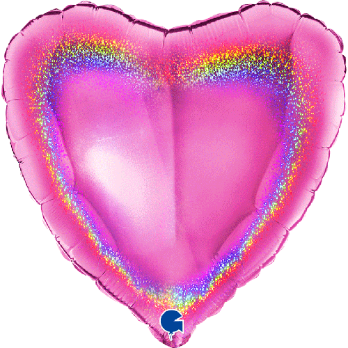 COEUR GLITTER HOLOGRAPHIQUE FUCHSIA 18' VRAC (FR)