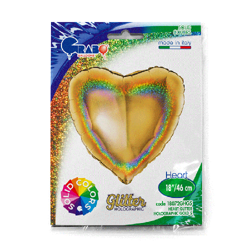 COEUR GLITTER HOLOGRAPHIQUE GOLD5 18' EMBALLÉ (FR)