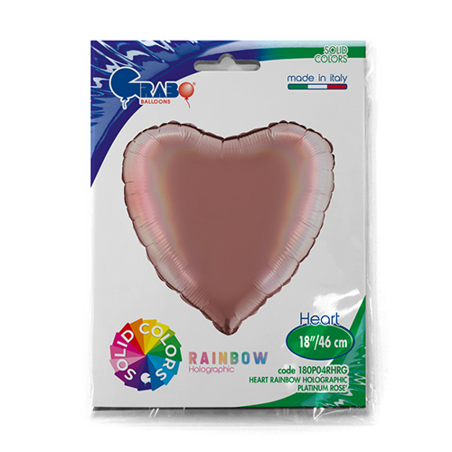 Coeur Holo Rose Platine 18" - Grabo