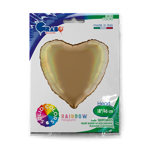 Coeur Holo Champagne Platine 18" - Grabo