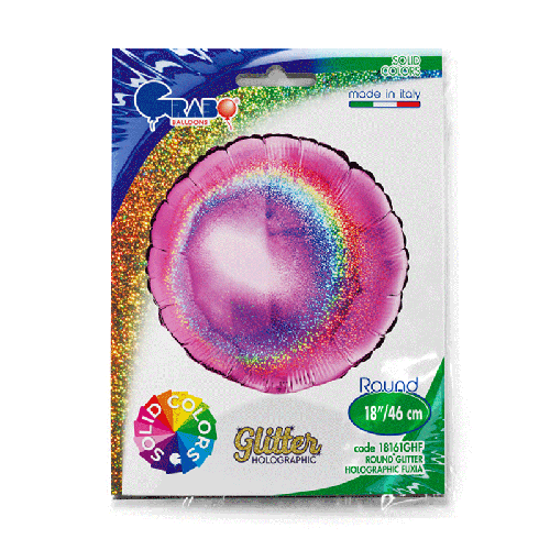 ROND GLITTER HOLOGRAPHIQUE FUCHSIA 18' EMBALLÉ (FR)