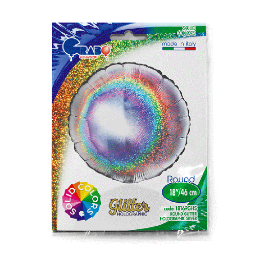 ROND GLITTER HOLOGRAPHIQUE SILVER 18' EMBALLÉ (FR)