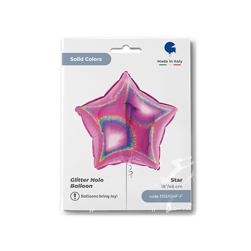 Étoile Glitter Holographique Fuchsia 18" - Grabo