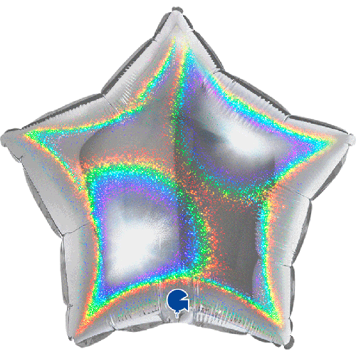 Étoile Glitter Holographic Silver 18" Vrac - Grabo