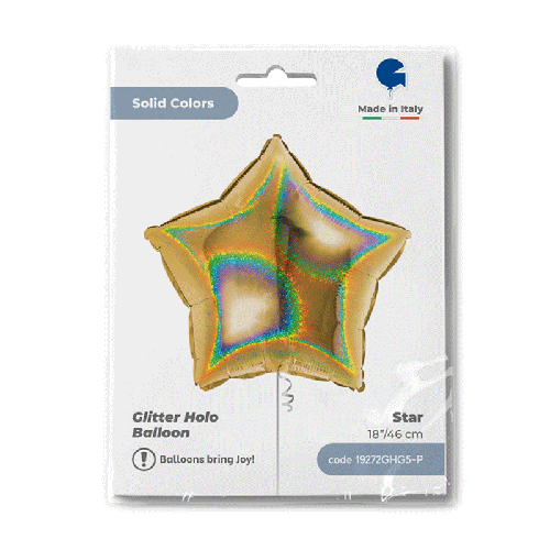 Étoile Glitter Holographique Gold5 18" - Grabo