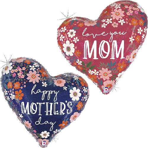 MOTHERS DAY FLORAL HEART 2FACES 35' PACK (FR)