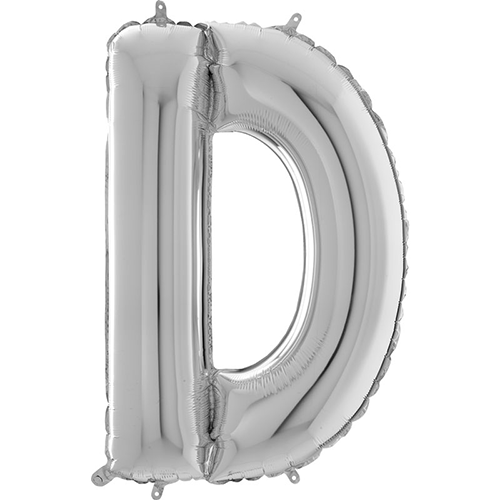 LETTRE 'D' ARGENT 26'' EMBALLE (FR)